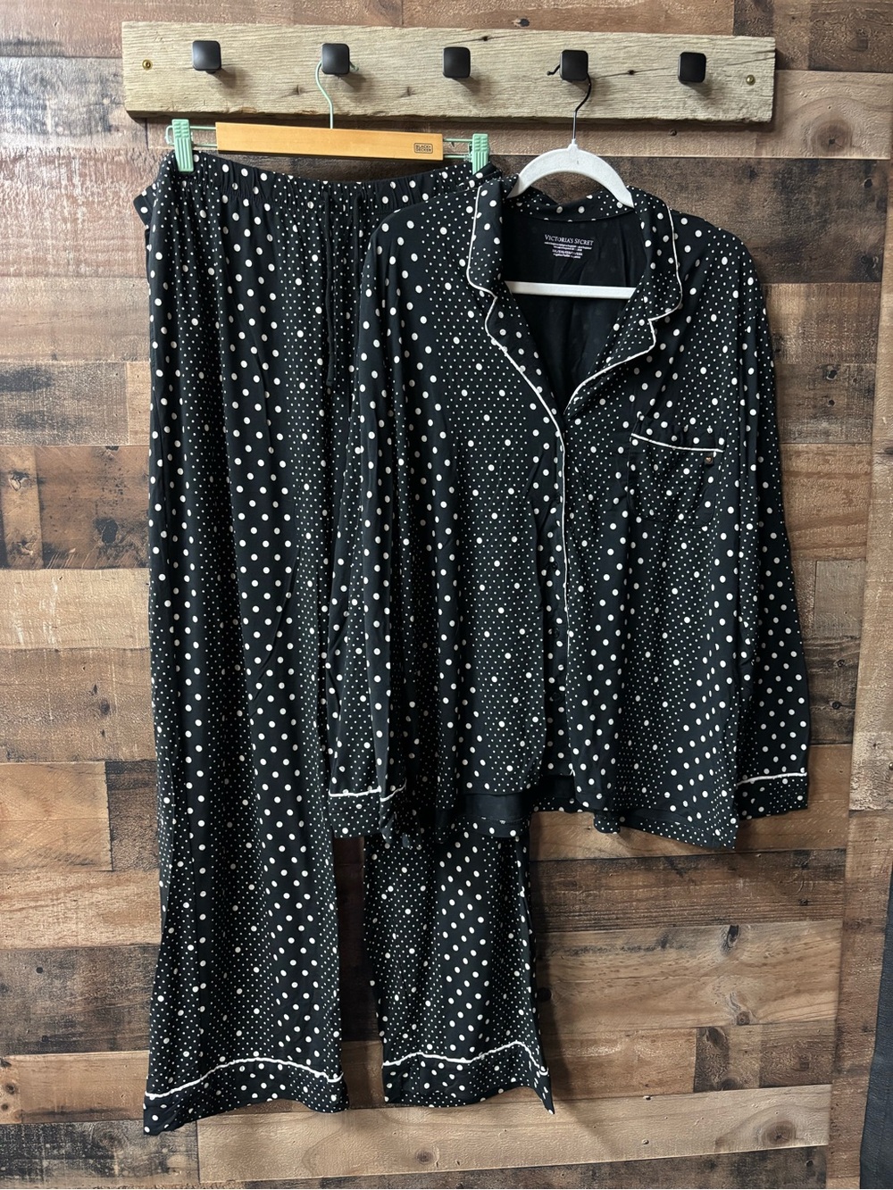 Victoria's Secret Black and White Polka Dot Pajama Set
